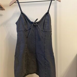 Hollister Black Denim Mini Dress with Spaghetti Straps